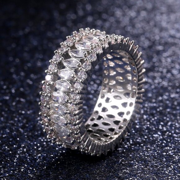 💥 Fashion Dainty Marquis Round Gems Beautiful Eternity Rings Women, PD168 - Picture 4 of 11